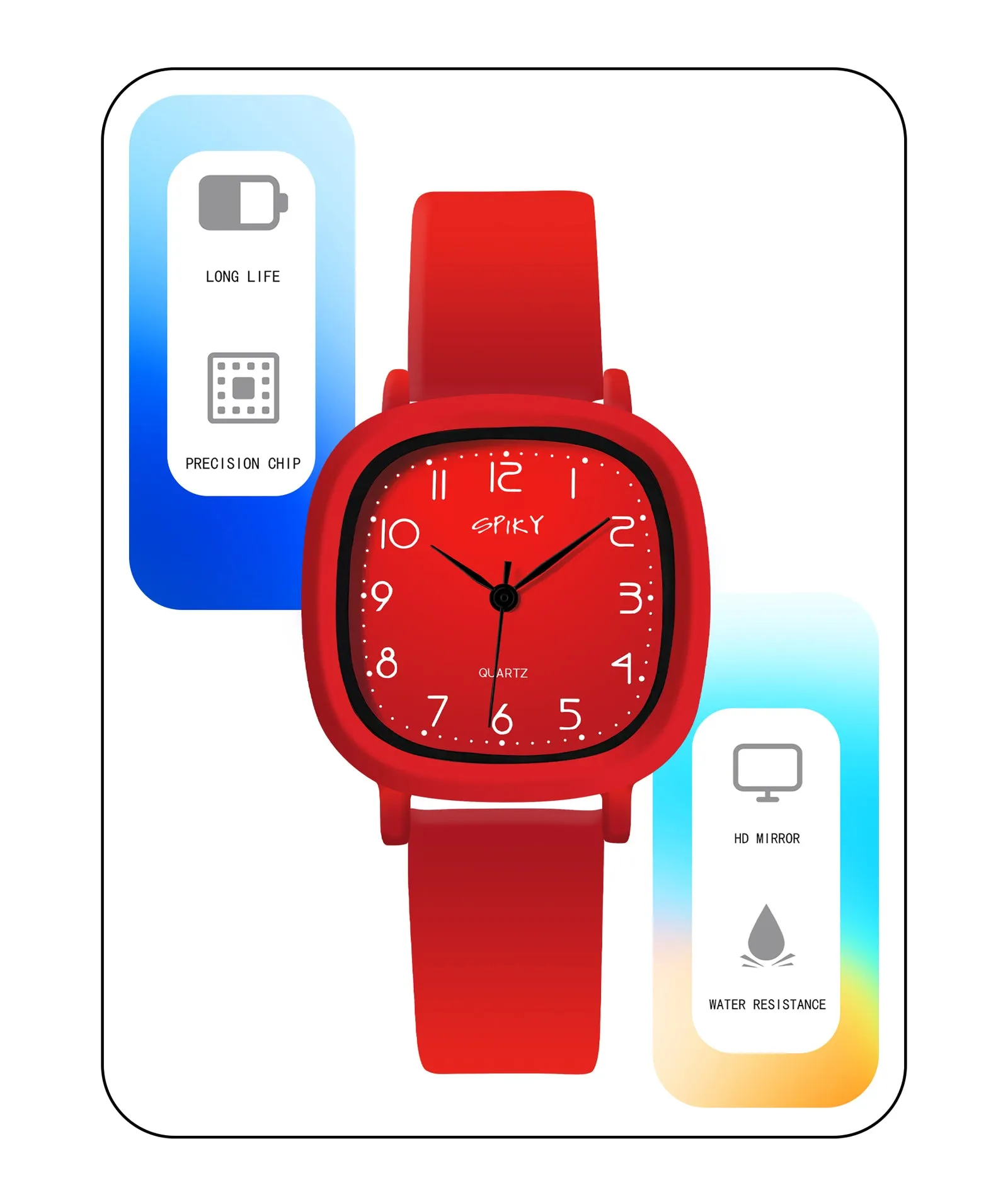 Spiky Eva19 Square Analog Watch for Kids - Red
