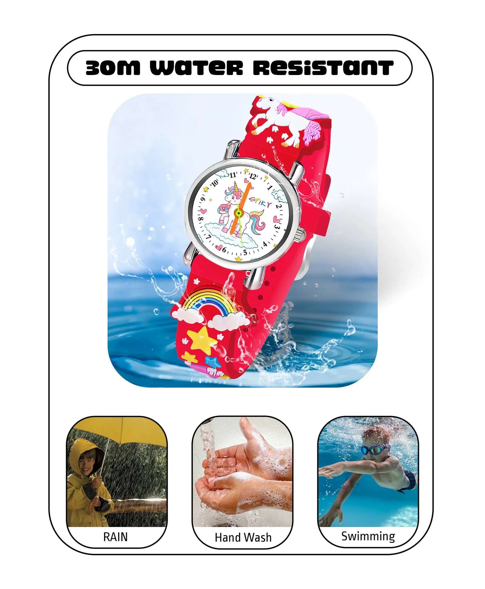 Spiky Round Unicorn Strap Analog Watch - Pink