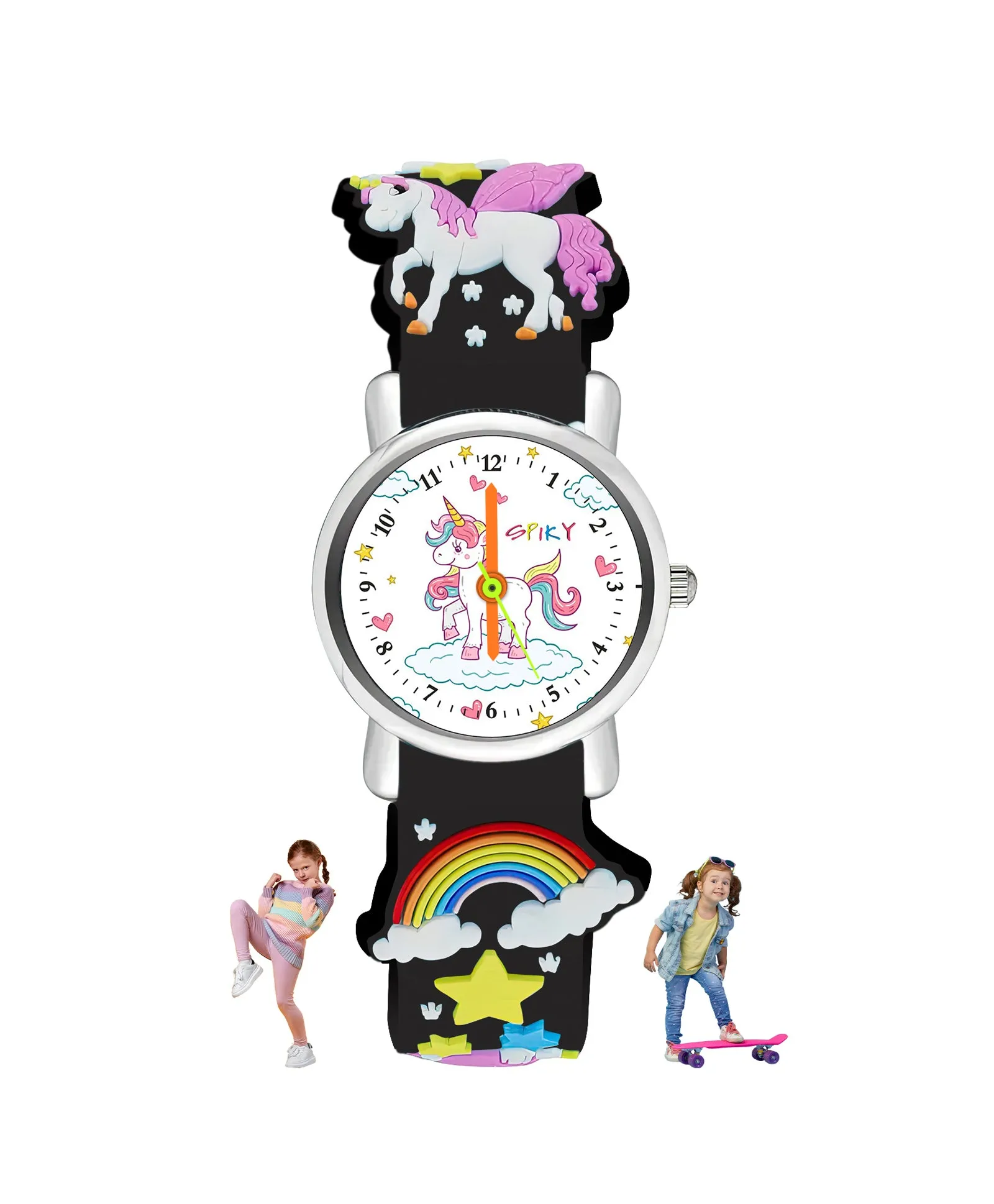 Spiky Round Unicorn Strap Analog Watch - Pink