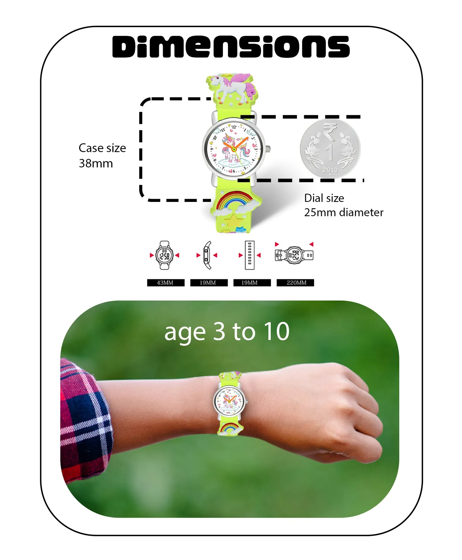 Spiky Round Unicorn Strap Analog Watch - Pink