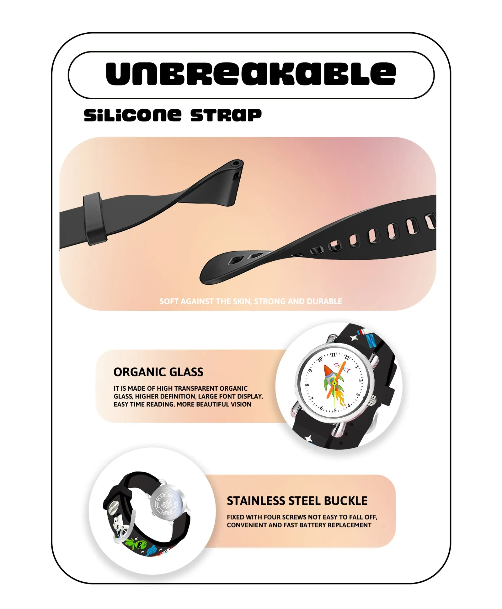 Spiky Round Unicorn Strap Analog Watch - Pink