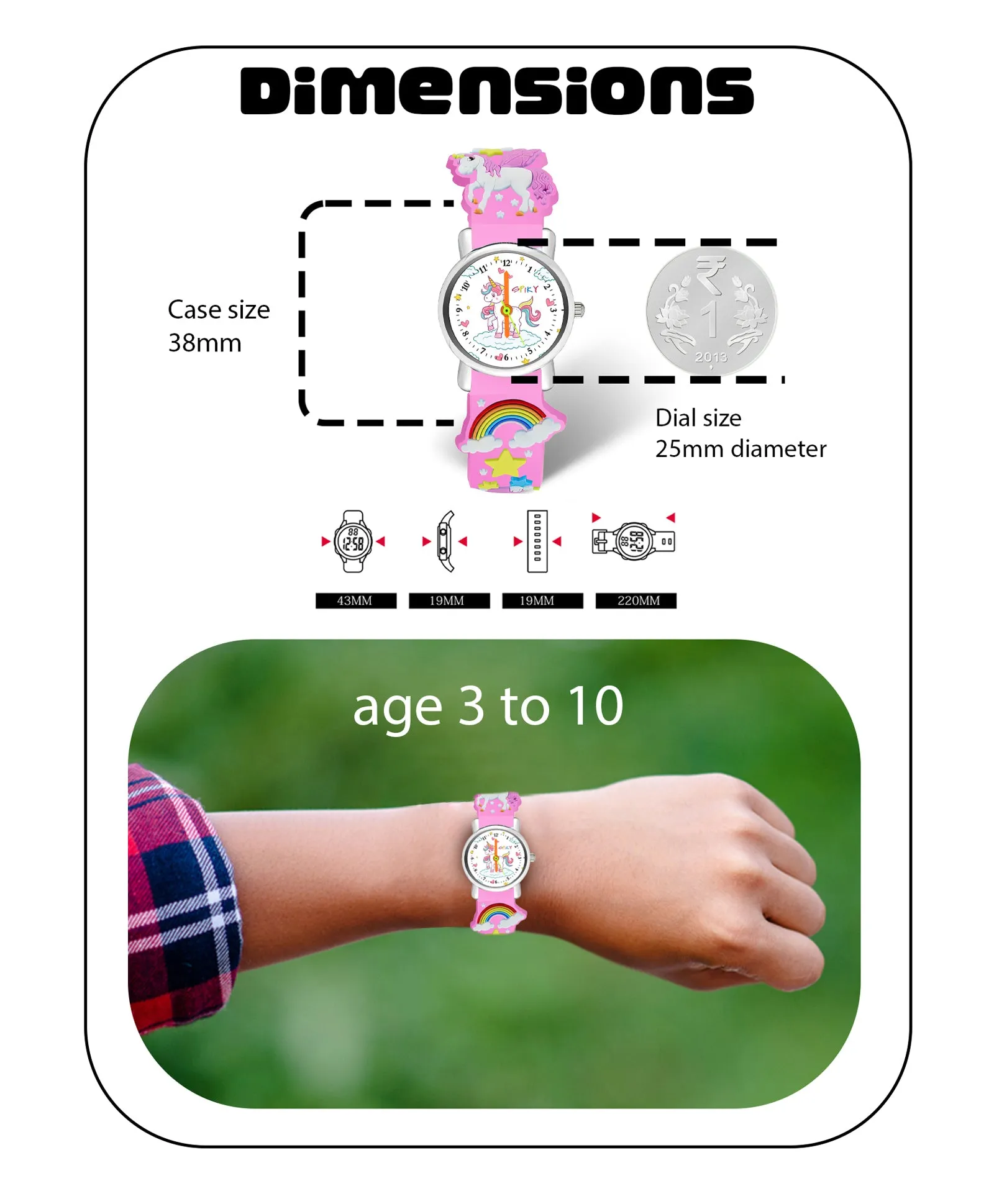 Spiky Round Unicorn Strap Analog Watch - Pink