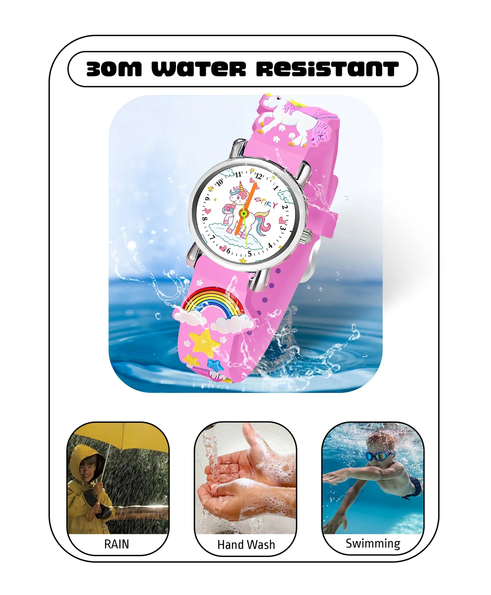 Spiky Round Unicorn Strap Analog Watch - Pink