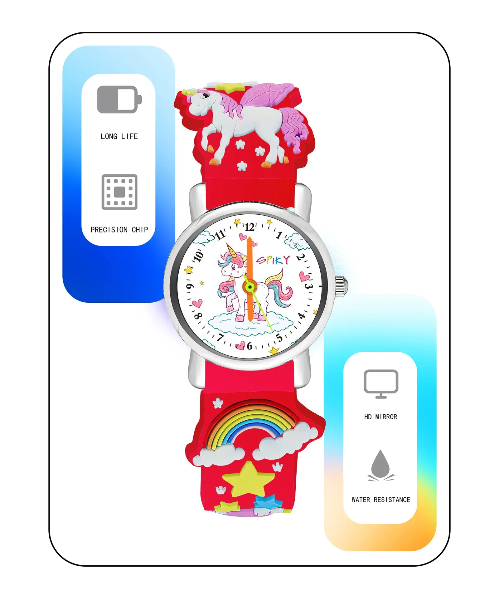 Spiky Round Unicorn Strap Analog Watch - Pink