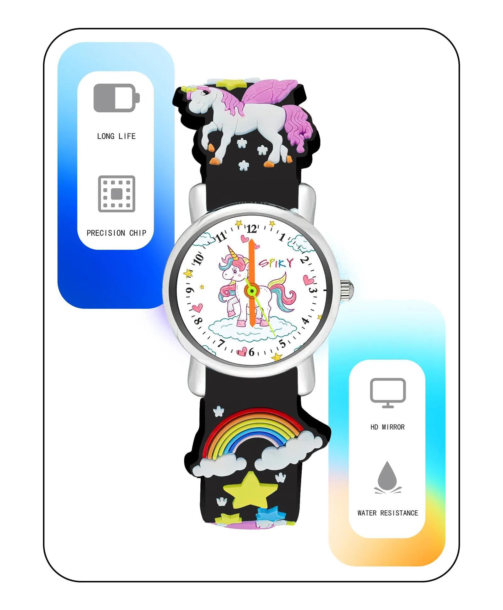 Spiky Round Unicorn Strap Analog Watch - Pink
