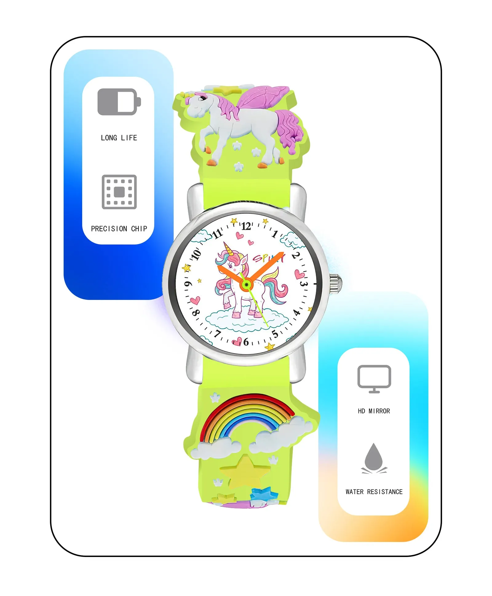 Spiky Round Unicorn Strap Analog Watch - Pink
