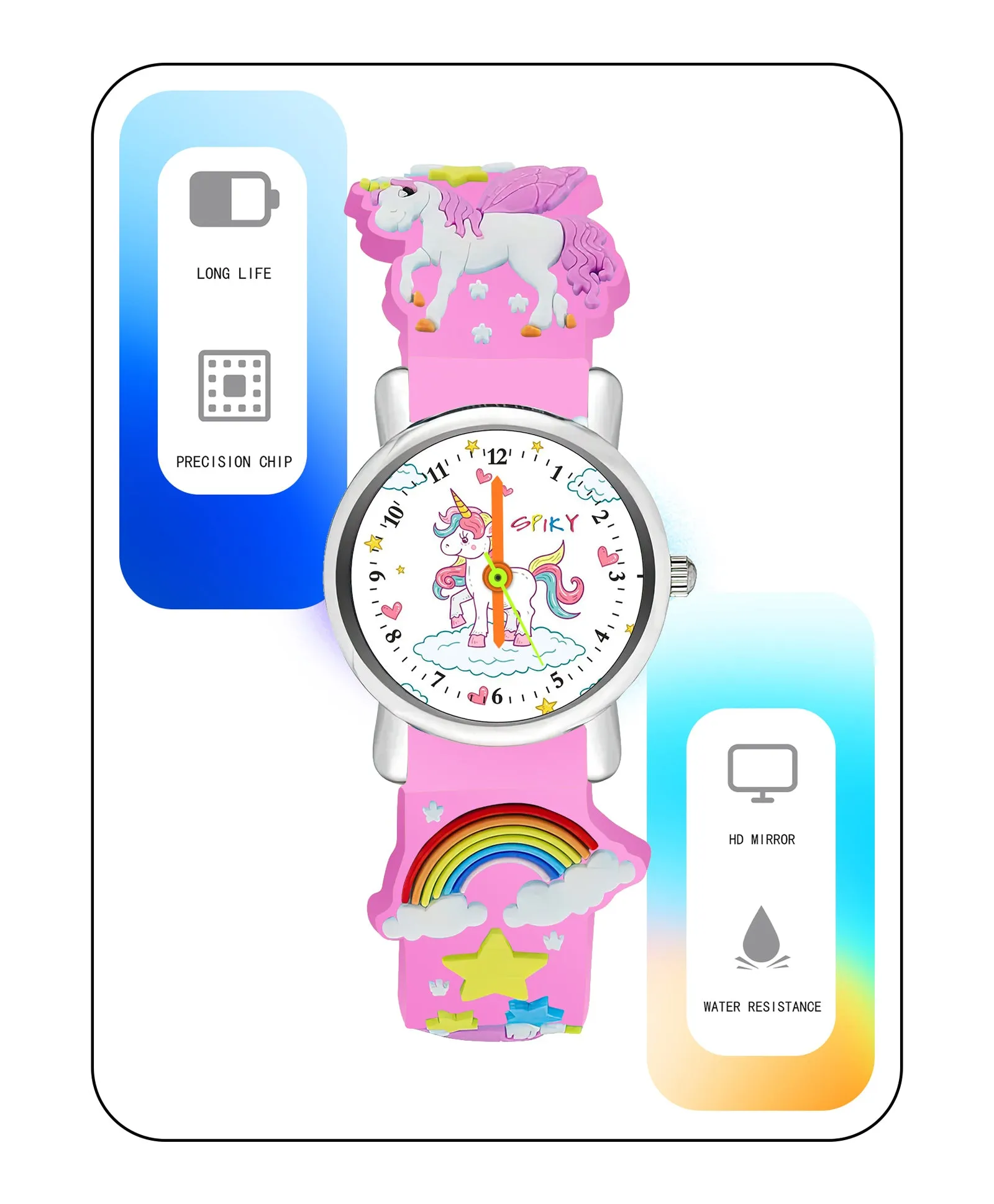 Spiky Round Unicorn Strap Analog Watch - Pink