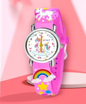 Spiky Round Unicorn Strap Analog Watch - Pink