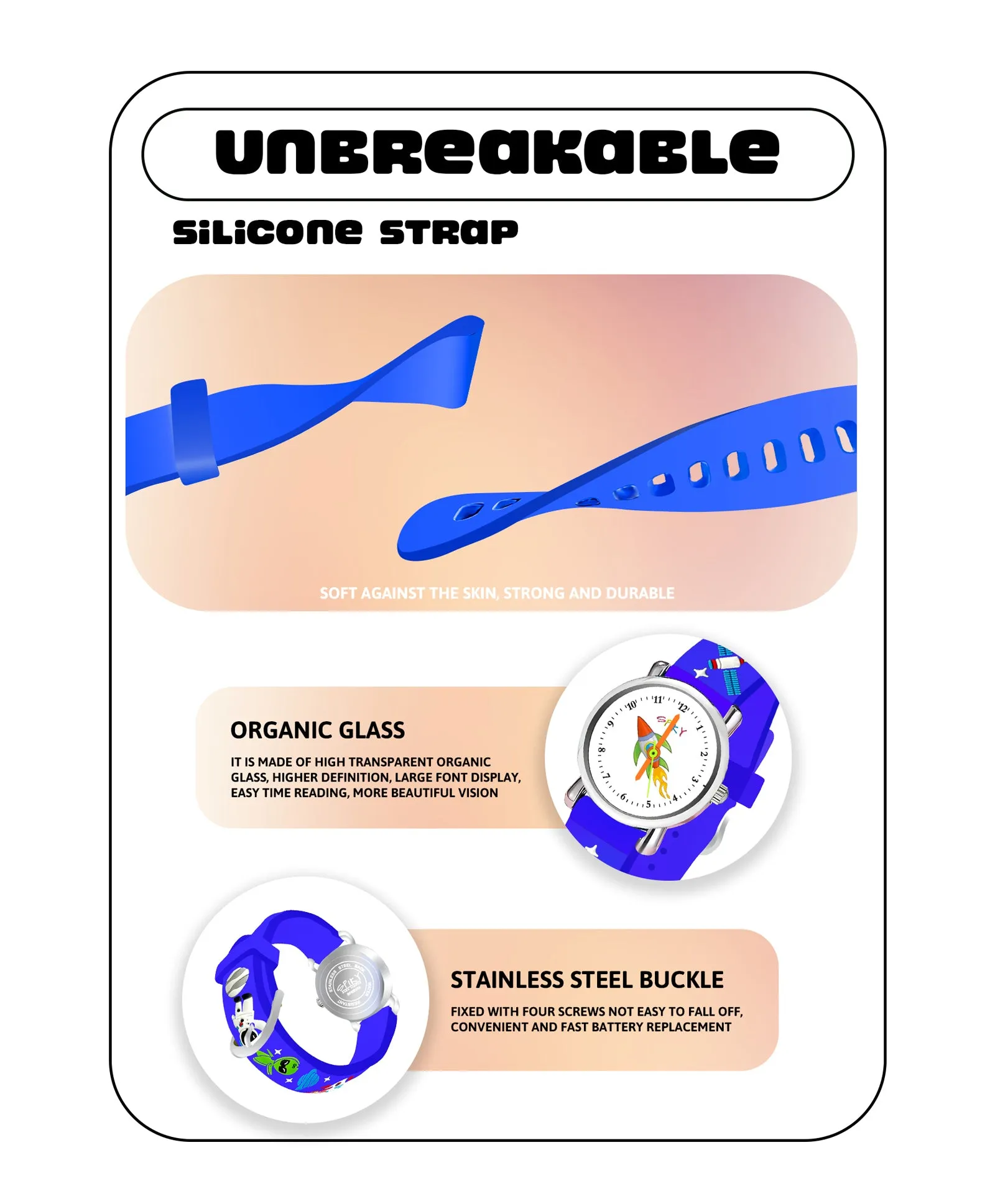 Spiky Round Unicorn Strap Analog Watch - Pink