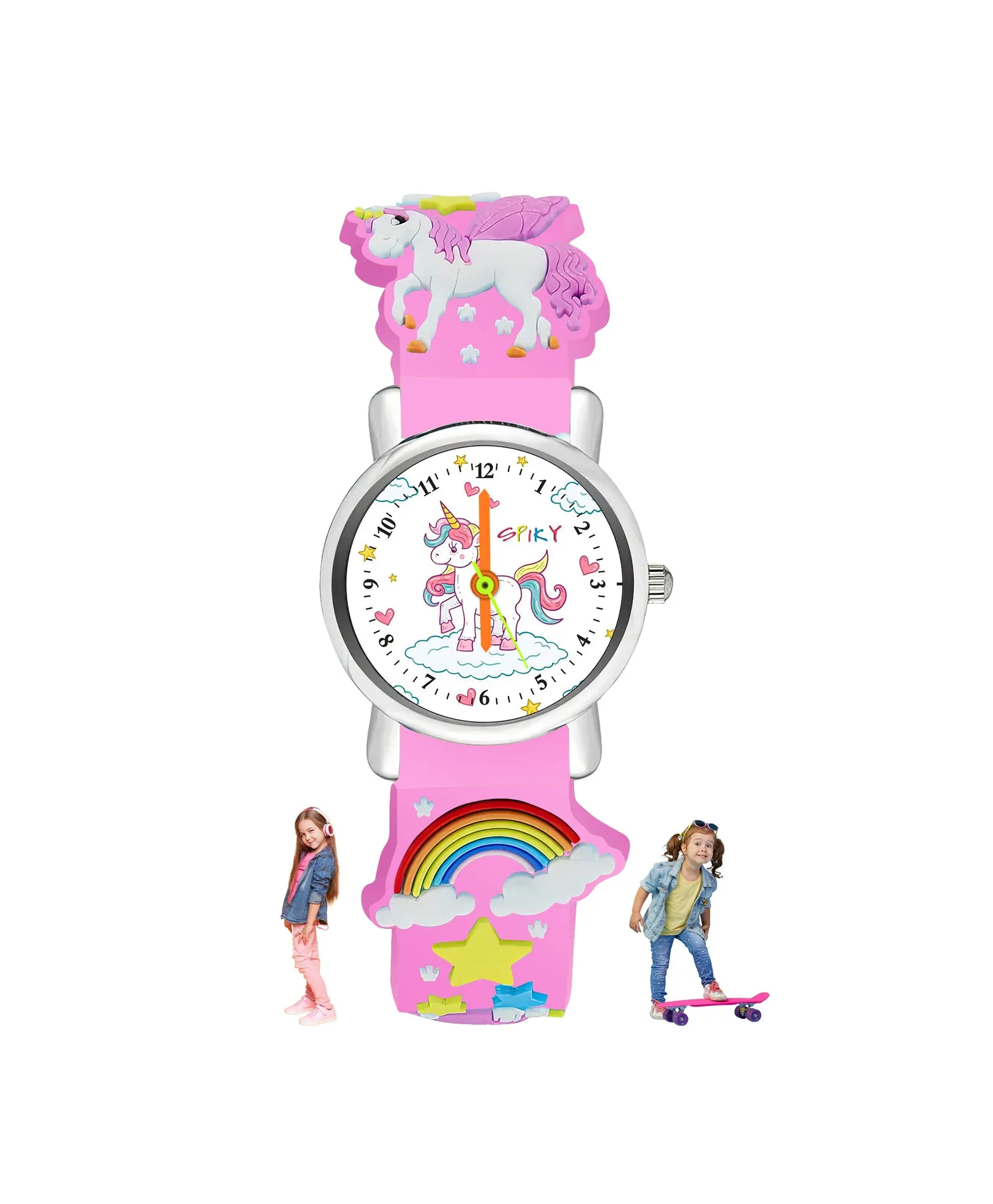Spiky Round Unicorn Strap Analog Watch - Pink