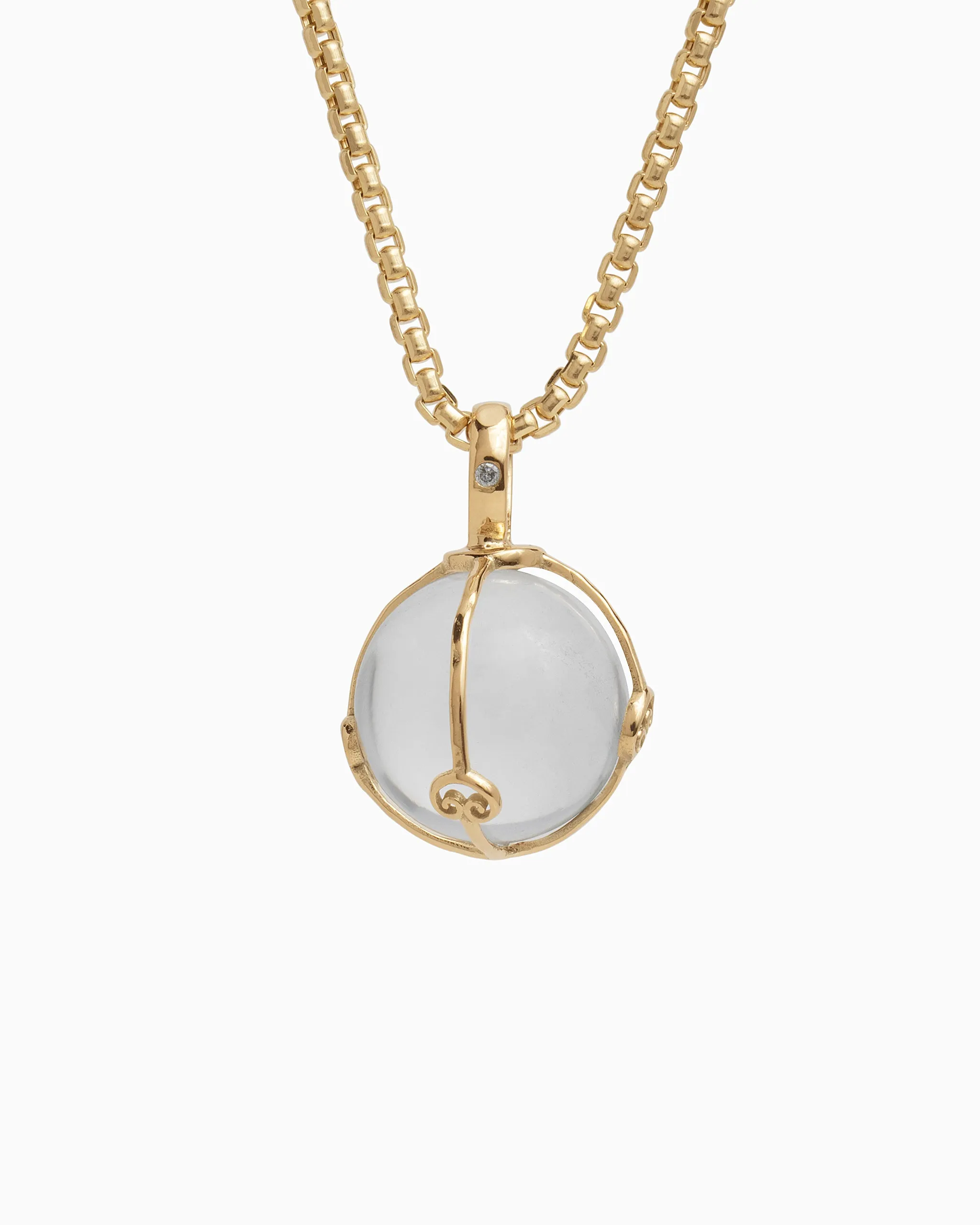 Spinning Globe Stone Pendant with Diamond