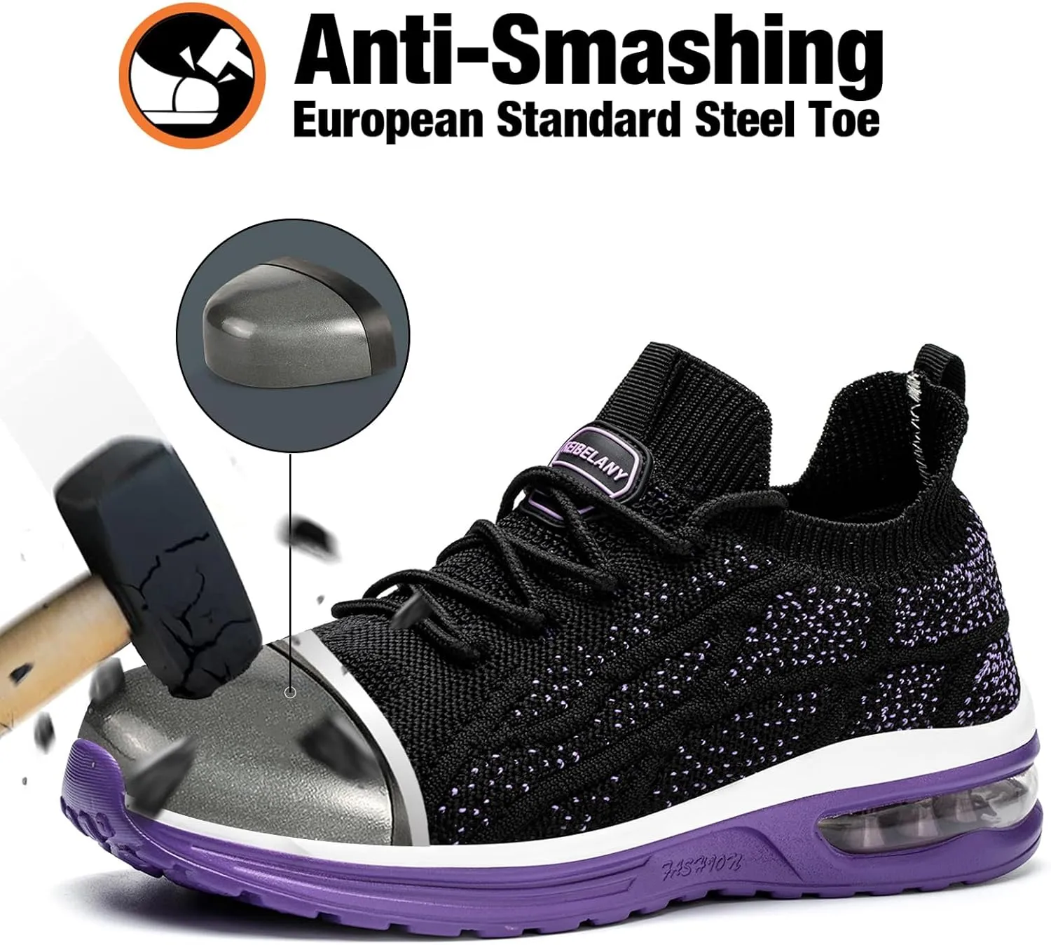 Steel Toe Shoes for Women Breathable Work Safety Sneakers Lightweight Comfortable Tennis Shoe Composite Toe Indestructible Shoes