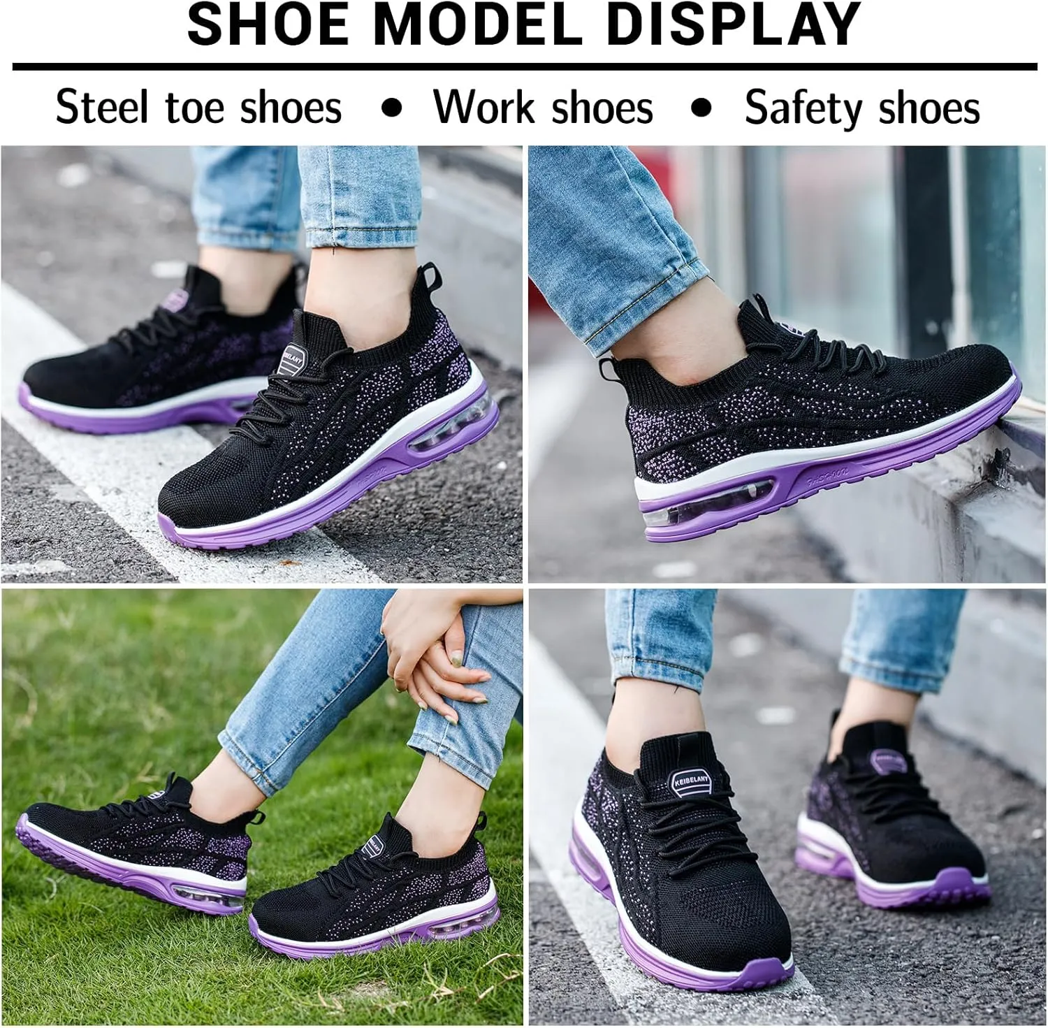 Steel Toe Shoes for Women Breathable Work Safety Sneakers Lightweight Comfortable Tennis Shoe Composite Toe Indestructible Shoes
