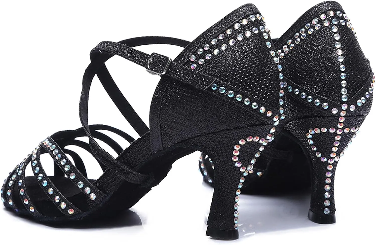 SWDZM Latin Dance Shoes for Women with Rhinestones Ballroom Comfortable Salsa Dancing Shoes