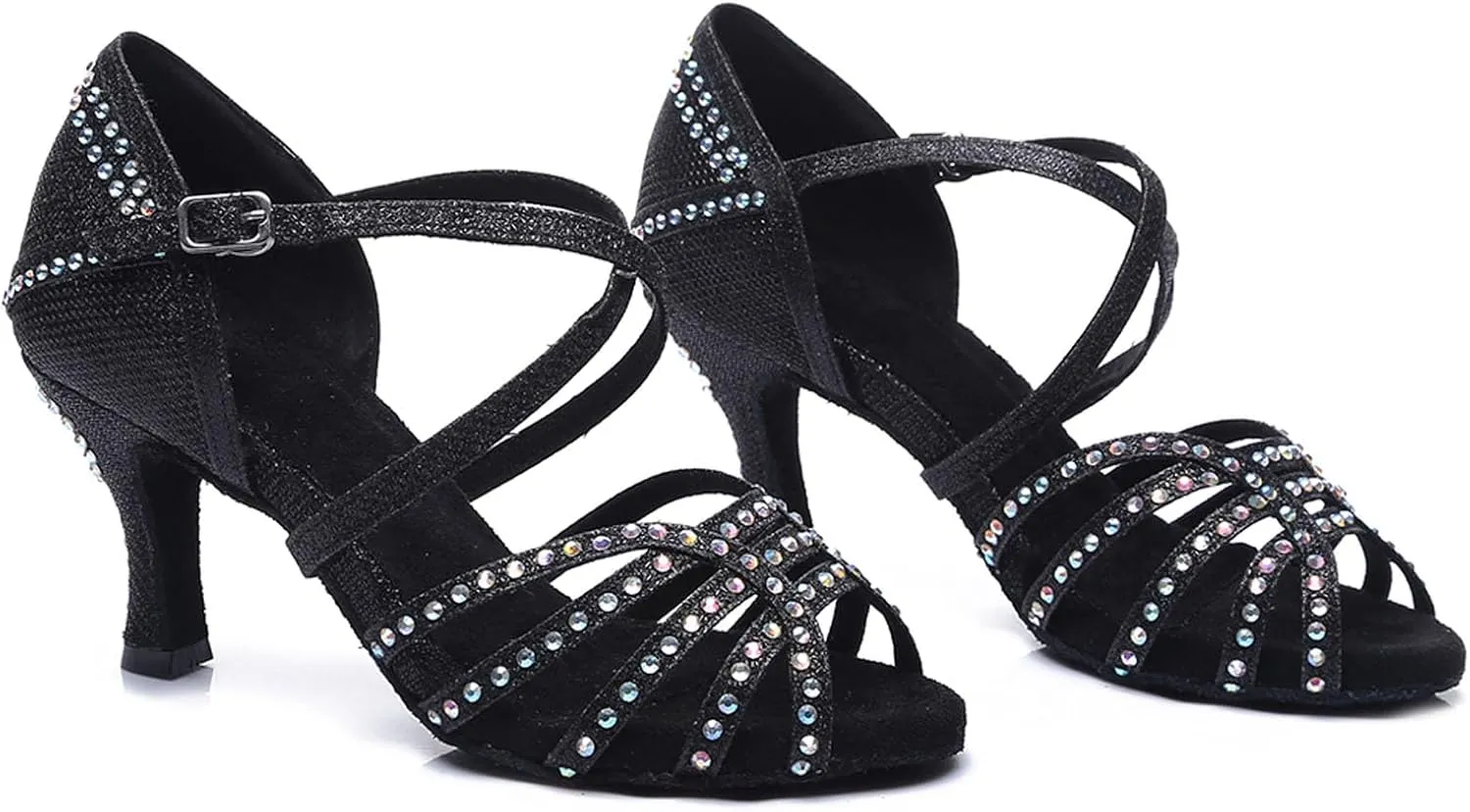 SWDZM Latin Dance Shoes for Women with Rhinestones Ballroom Comfortable Salsa Dancing Shoes