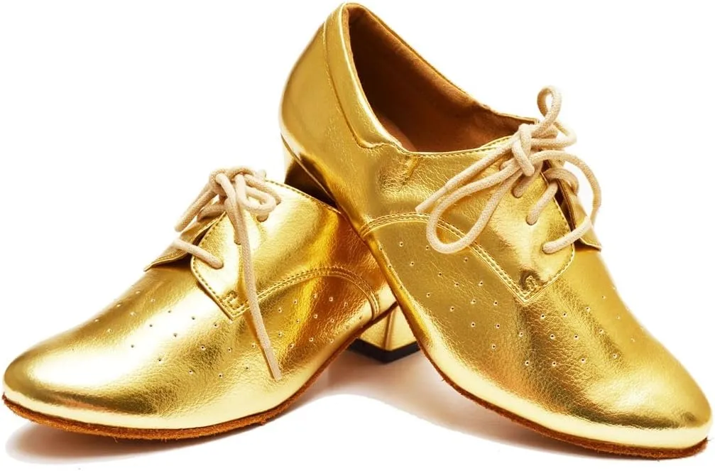 TDA Women's Fashion Chunky Heel Lace-up Leather Salsa Tango Ballroom Latin Modern Dance Shoes