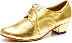 TDA Women's Fashion Chunky Heel Lace-up Leather Salsa Tango Ballroom Latin Modern Dance Shoes