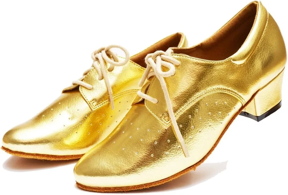 TDA Women's Fashion Chunky Heel Lace-up Leather Salsa Tango Ballroom Latin Modern Dance Shoes