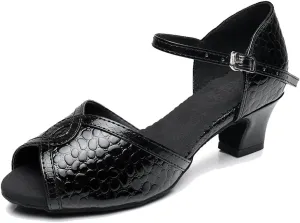TDA Women's Peep Toe Synthetic Salsa Tango Samba Rumba Modern Latin Dance Shoes