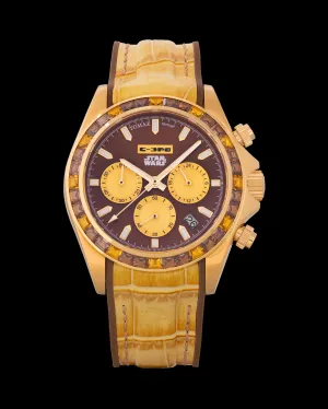 Tomaz C-3PO GR02-A13D1 (Gold) with Gold Crystal and Yellow Rubber Leather Strap