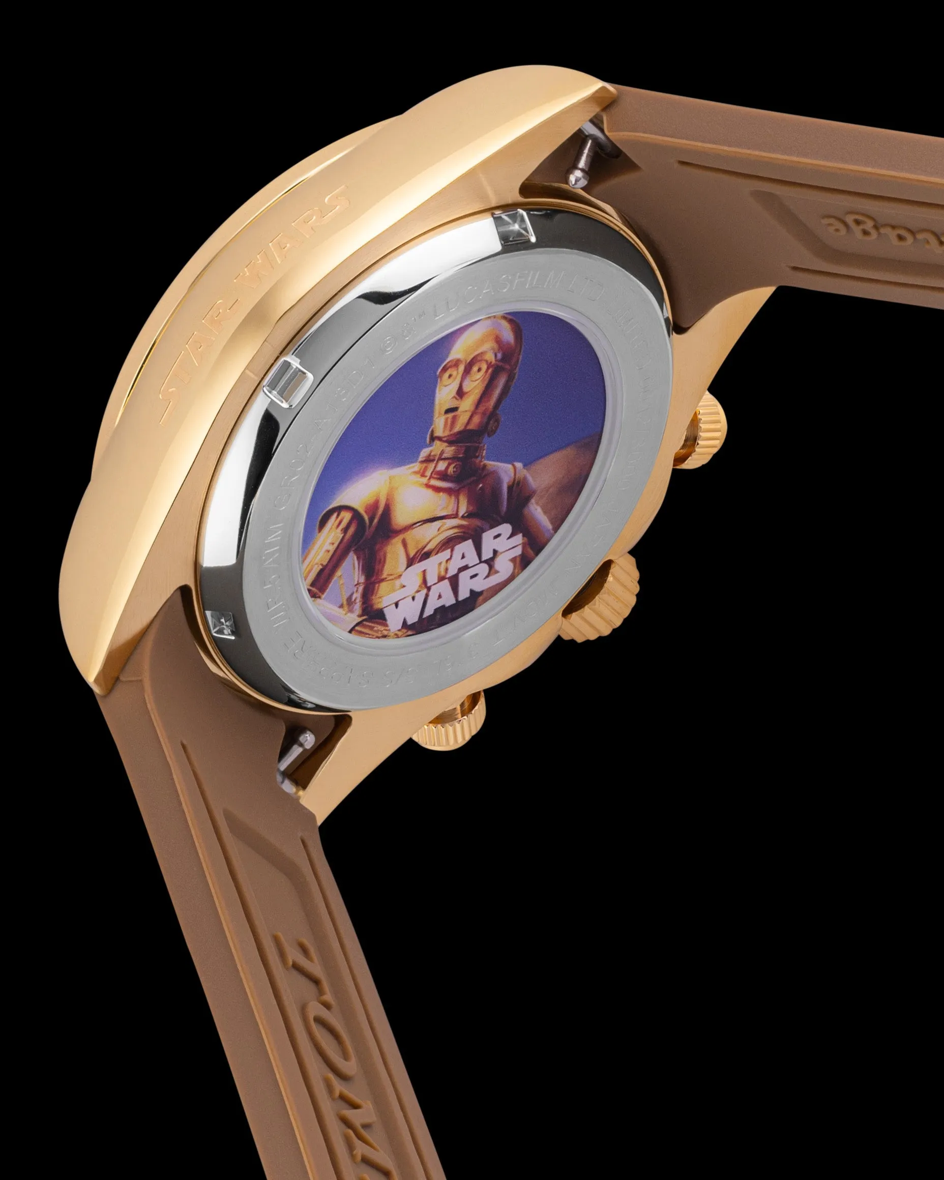 Tomaz C-3PO GR02-A13D1 (Gold) with Gold Crystal and Yellow Rubber Leather Strap