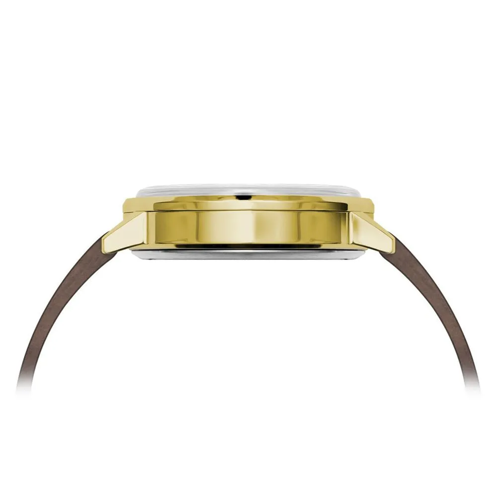 TSOVET Men's SVT-CN38 Analog Stainless Watch - Brown Leather Strap - White Dial - CN440112-40