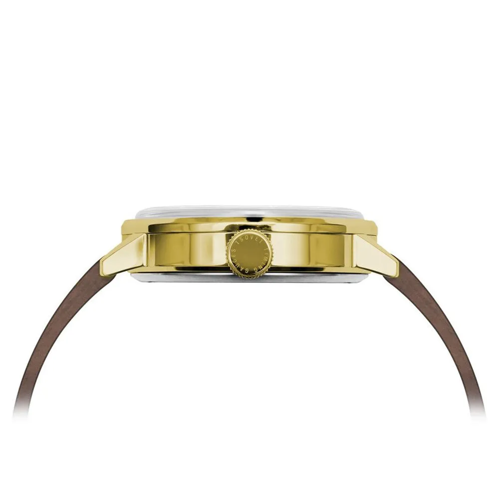 TSOVET Men's SVT-CN38 Analog Stainless Watch - Brown Leather Strap - White Dial - CN440112-40