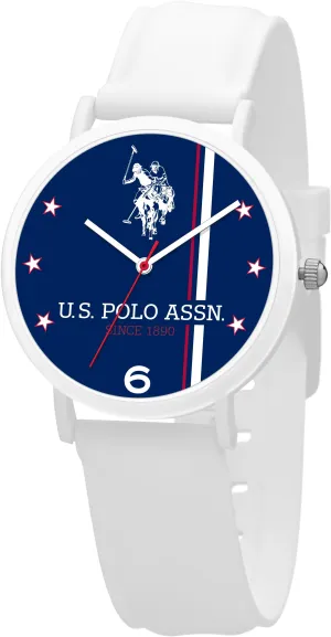 US POLO ASSN. UNISEX WHITE SILICONE STRAP WITH S.S. BUCKLE & SOFT TOUCH FINISHING