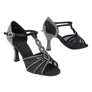 Very Fine Womens Dance Shoe Delphine Ballroom Latin Salsa Tango Cha Cha Waltz Black Satin 2.5" Heel 4.5 M