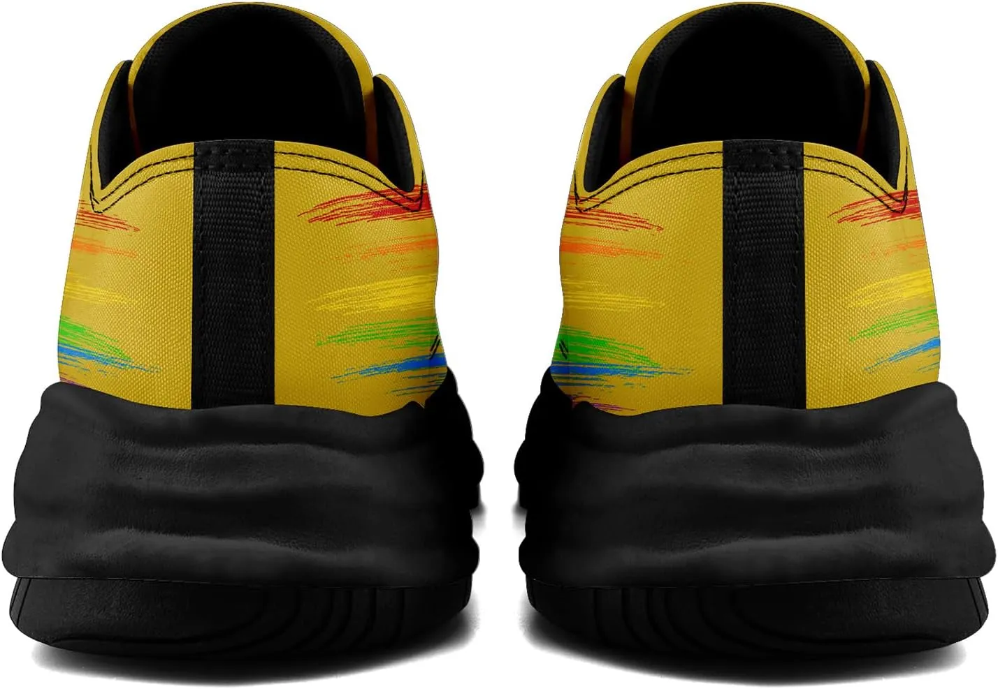 Vibrant Rainbow LGBTQ  Pride Platform Sneakers for Women, Mens Colorful Chunky Canvas Shoes Trainers Casual Footwear