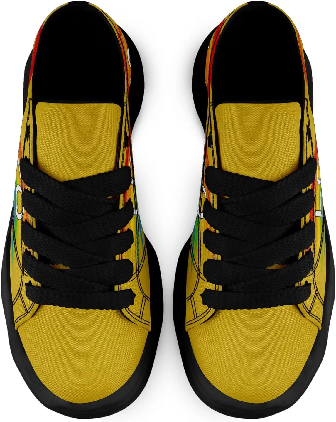 Vibrant Rainbow LGBTQ  Pride Platform Sneakers for Women, Mens Colorful Chunky Canvas Shoes Trainers Casual Footwear