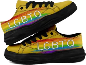 Vibrant Rainbow LGBTQ  Pride Platform Sneakers for Women, Mens Colorful Chunky Canvas Shoes Trainers Casual Footwear