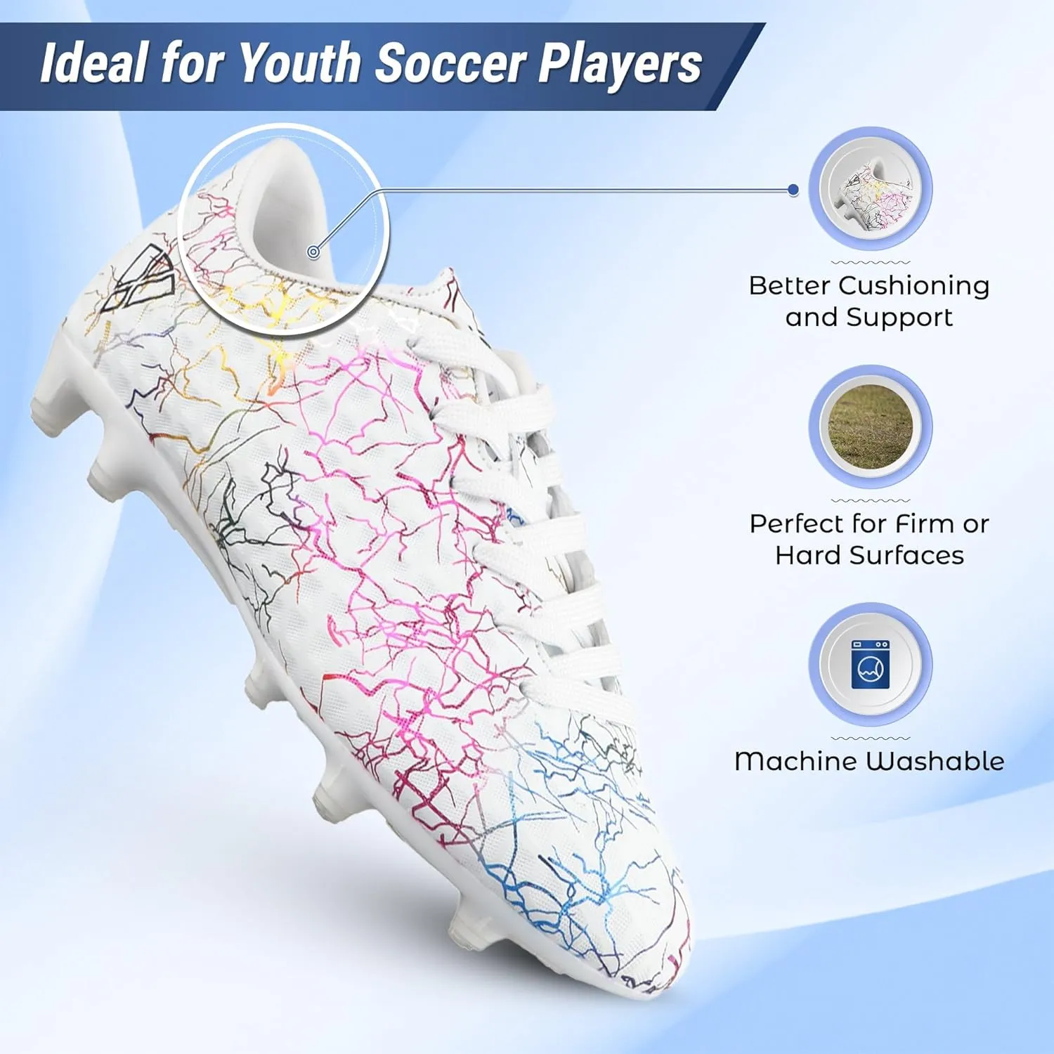 Vizari Zodiac Firm Ground Soccer Cleats for Boys and Girls | Lightweight & Durable Football Shoes with Molded TPU Outsole | Youth Cleats with Secure Lace-Up Closure for Maximum Traction & Performance
