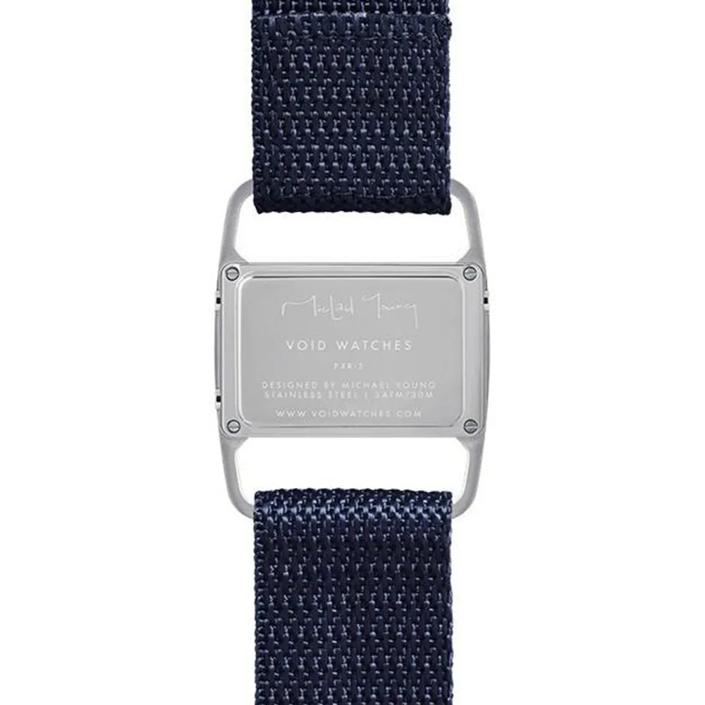 Void Womens Stainless Steel Case Navy Nylon Strap Black Dial Silver Watch - PXR5-BR/NY