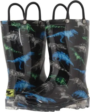 Western Chief Boys Lighted (Toddler/Little Kid) Rain Boot, Dinosaur Friend, 5 Toddler US