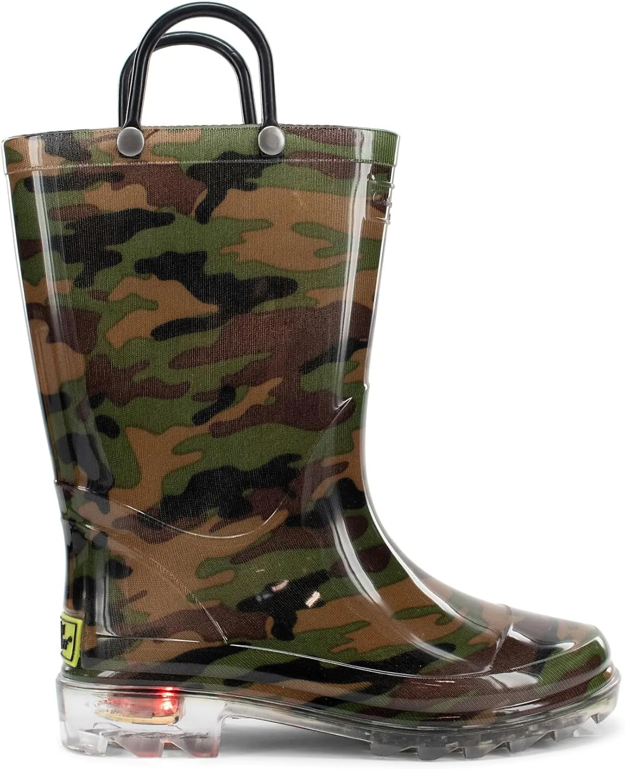 Western Chief Boys Waterproof Rain Boots that Light up with Each Step, Camo Green,'7 Toddler