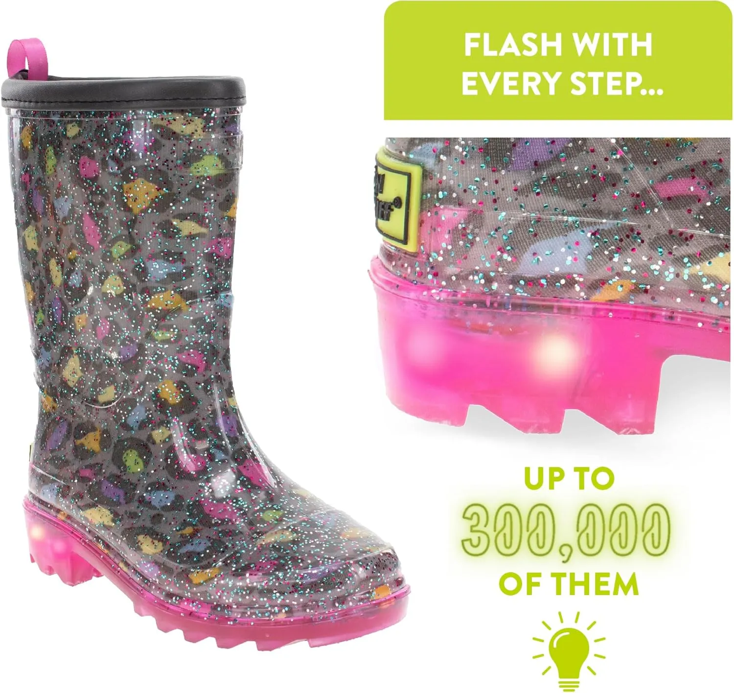 Western Chief Unisex-Child PVC Lighted Kids Rain Boot