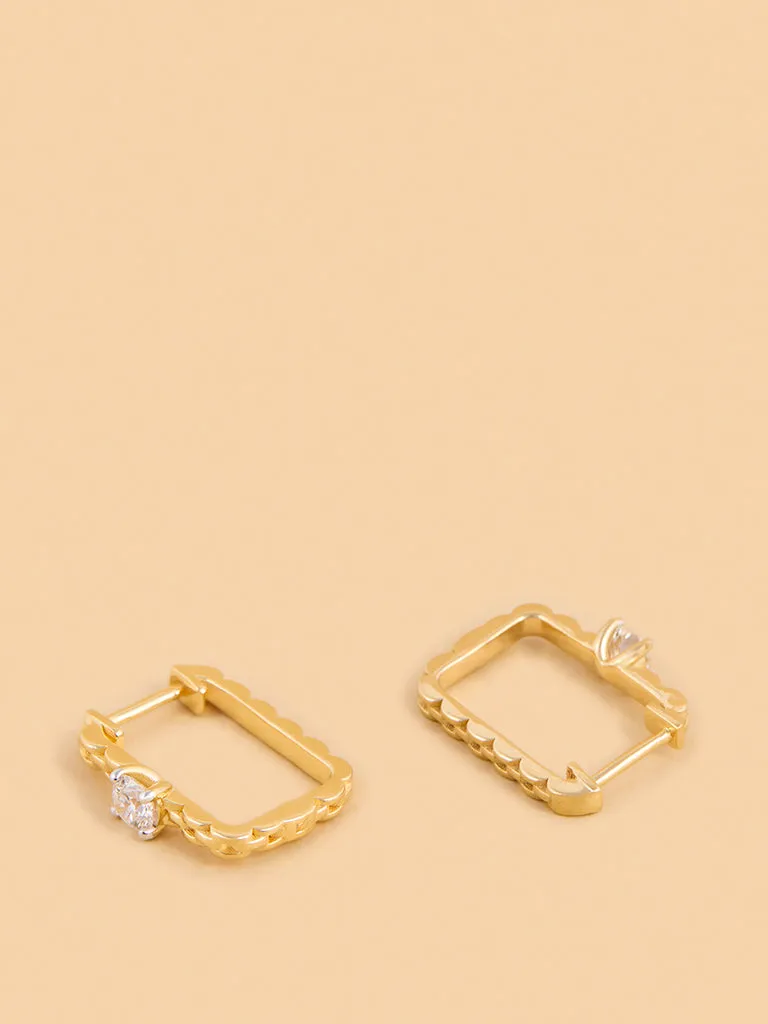 Westside X Pome Link Huggie Earrings with Lab Diamond Accents