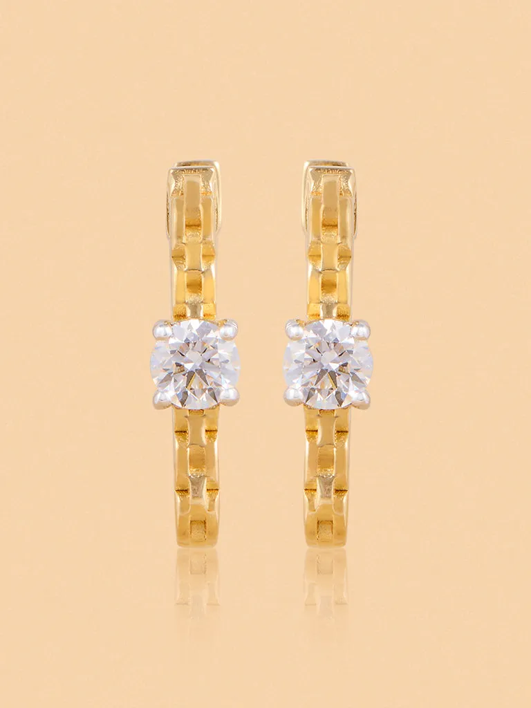 Westside X Pome Link Huggie Earrings with Lab Diamond Accents