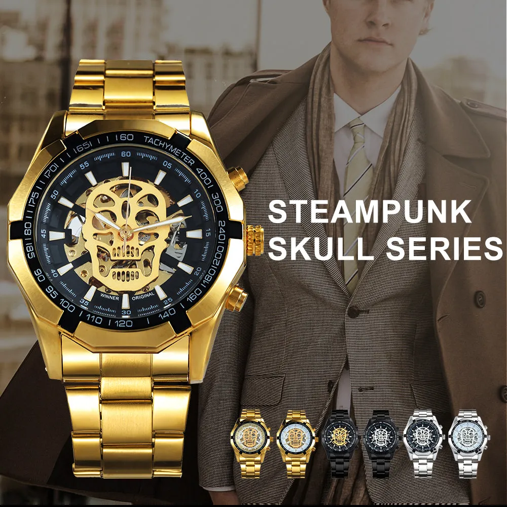 WINNER New Fashion Mechanical Watch Men Skull Design