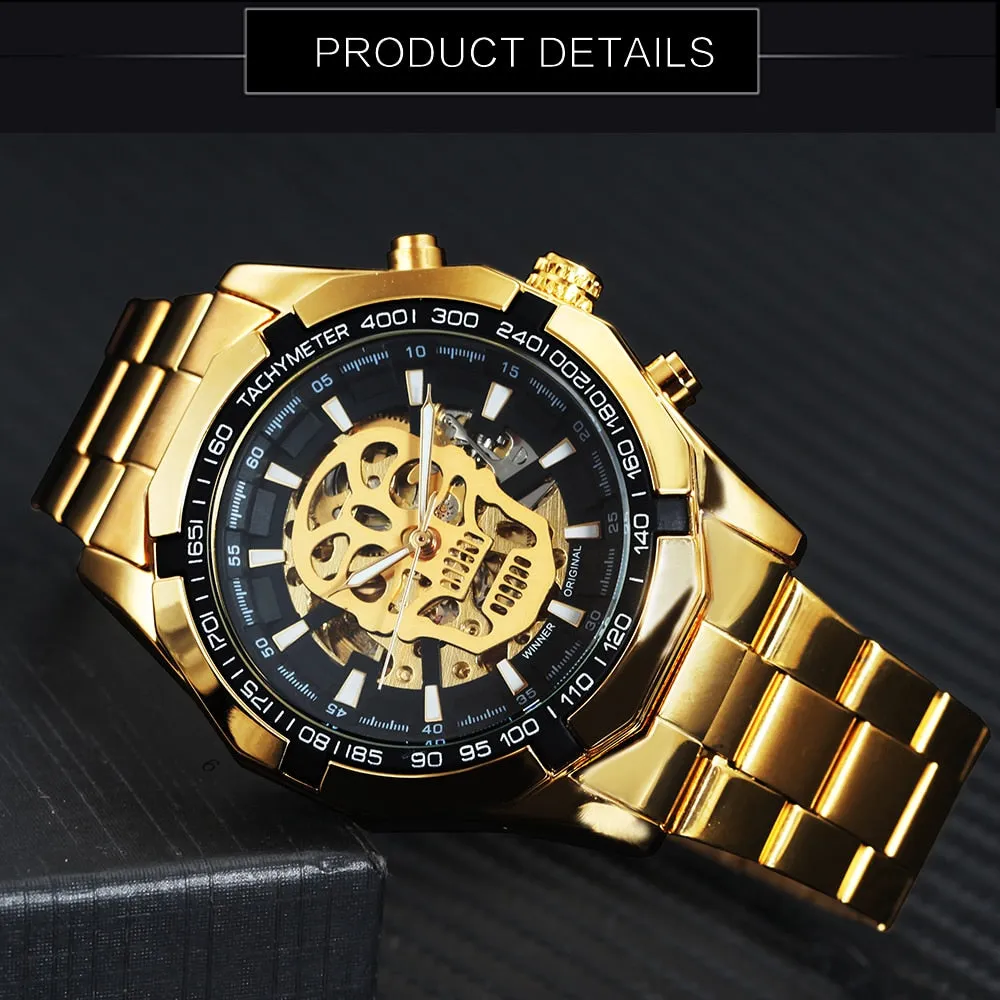 WINNER New Fashion Mechanical Watch Men Skull Design