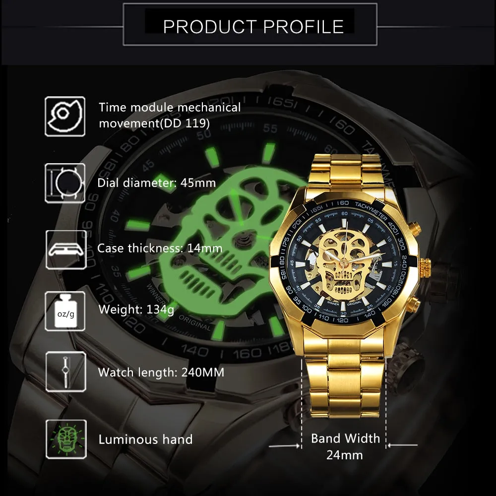 WINNER New Fashion Mechanical Watch Men Skull Design