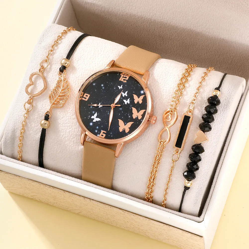 Women's Fashion Butterfly Watch Set