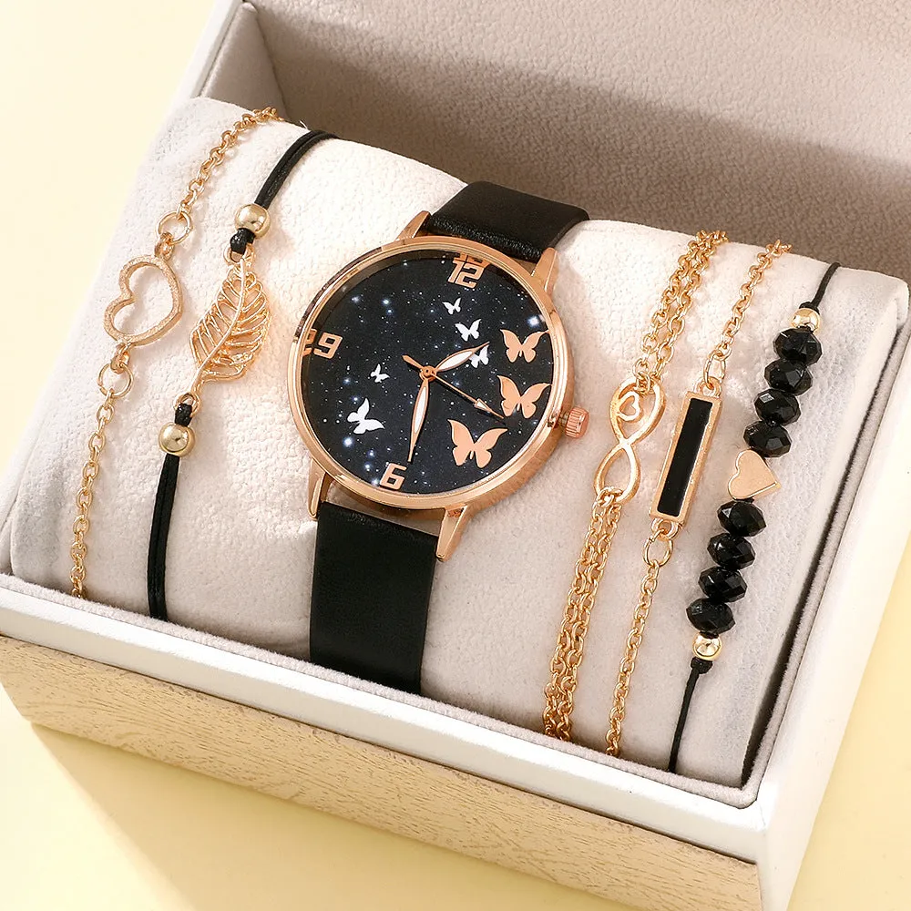 Women's Fashion Butterfly Watch Set