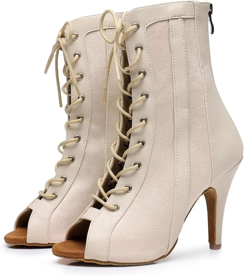 Women's Fashion Open Toe Ballroom Dance Boots Latin Modern Party Wedding Performance Dance Shoes