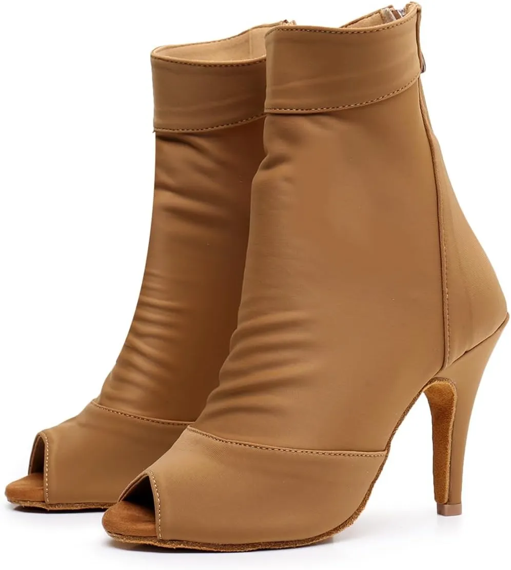 Women's Fashion Peep Toe Ballroom Dance Boots Latin Modern Party Wedding Performance Dance Shoes