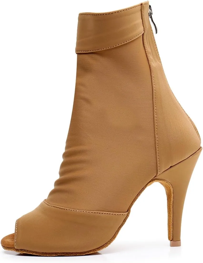 Women's Fashion Peep Toe Ballroom Dance Boots Latin Modern Party Wedding Performance Dance Shoes