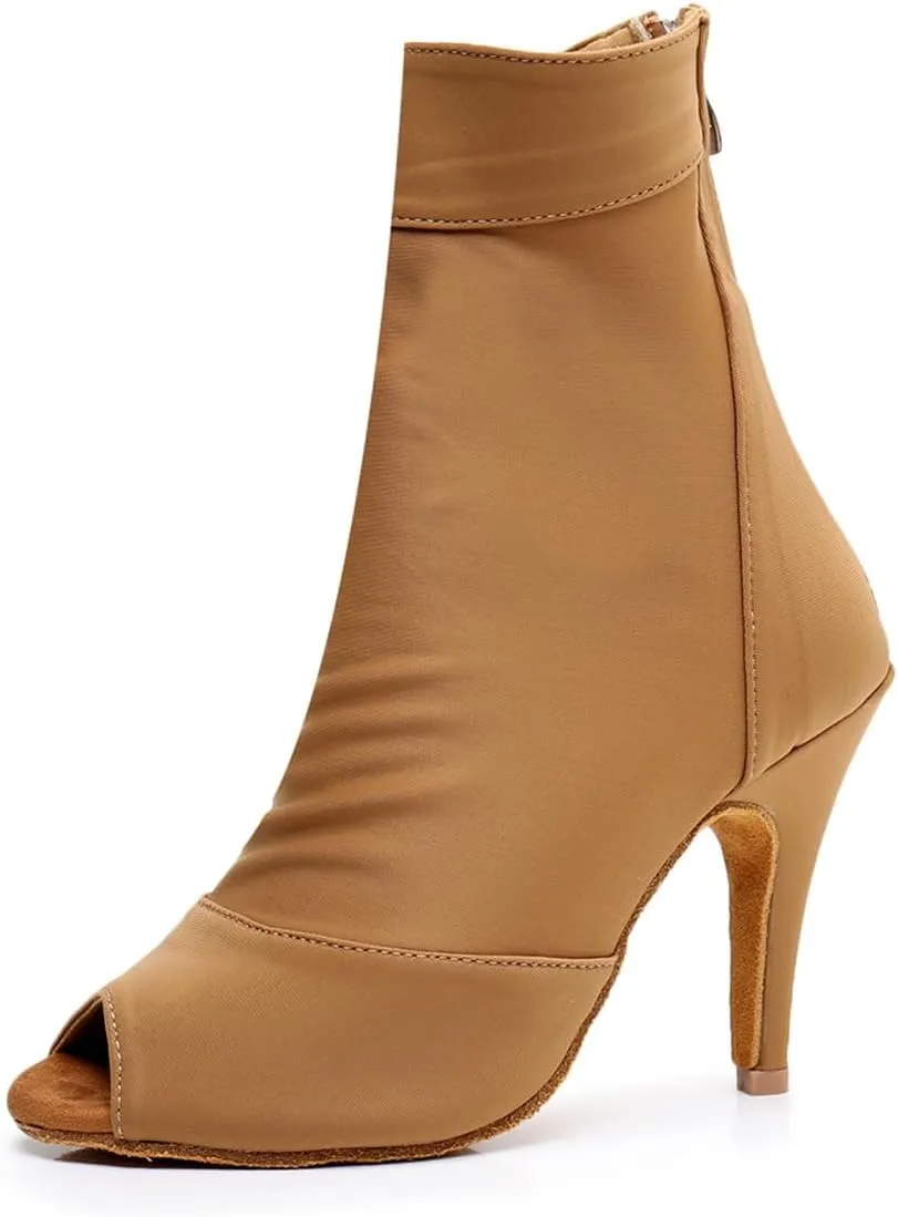 Women's Fashion Peep Toe Ballroom Dance Boots Latin Modern Party Wedding Performance Dance Shoes