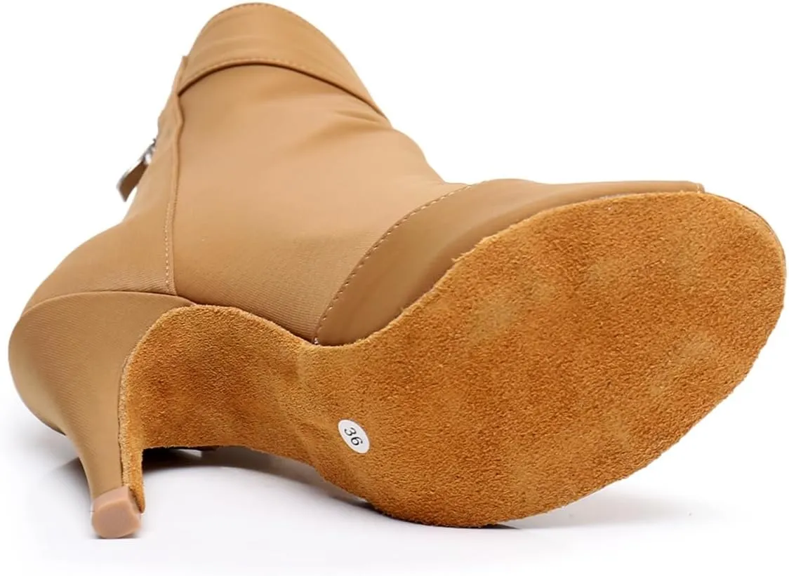 Women's Fashion Peep Toe Ballroom Dance Boots Latin Modern Party Wedding Performance Dance Shoes