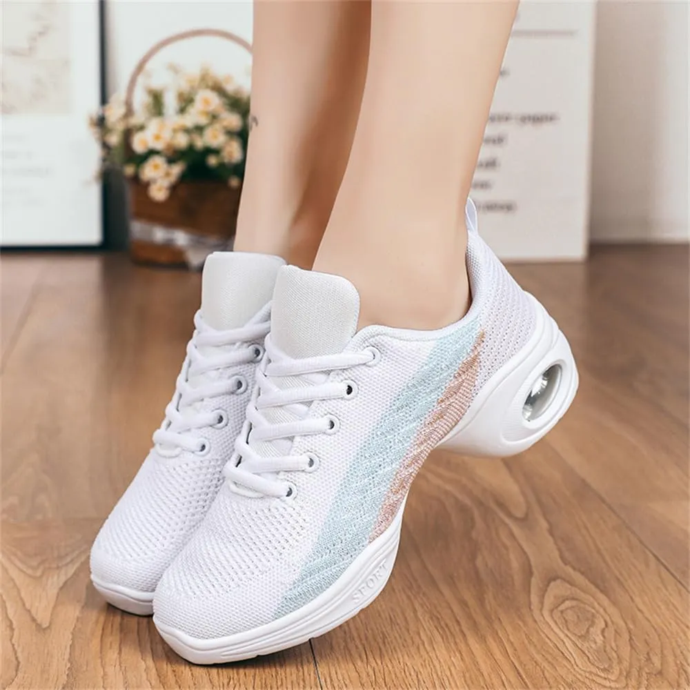 Women's Jazz Shoes Lace-up Sneakers Modern Dance Shoes Cushion Platform Walking Dance Shoes